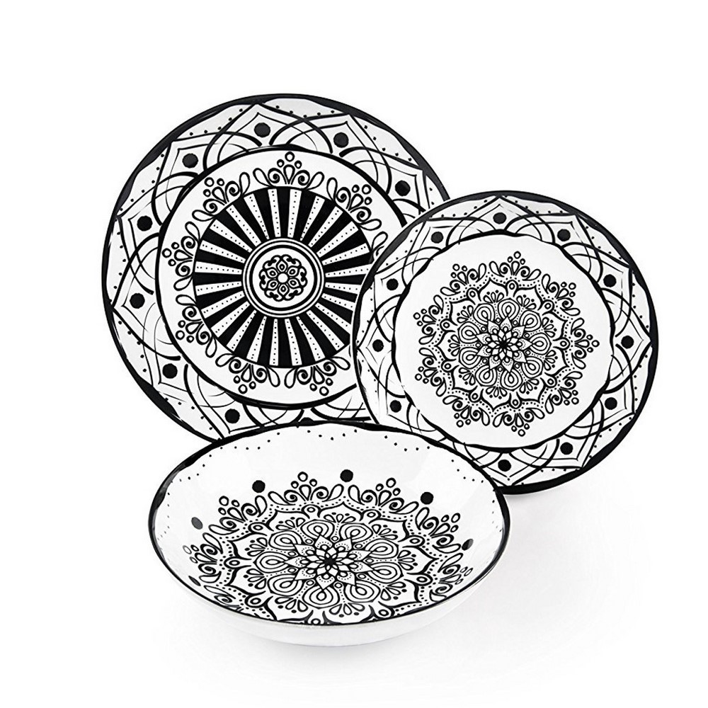 Acquista online Plates service 18 pieces Boheme Black porcelain  Excelsa